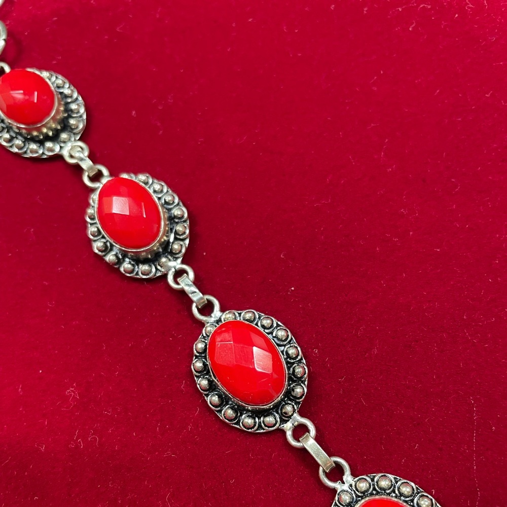 Sterling silver natural stone bracelet (listed as red coral in Posh before)